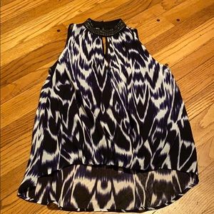 Nicole Miller beaded neck flow blouse sleeveless